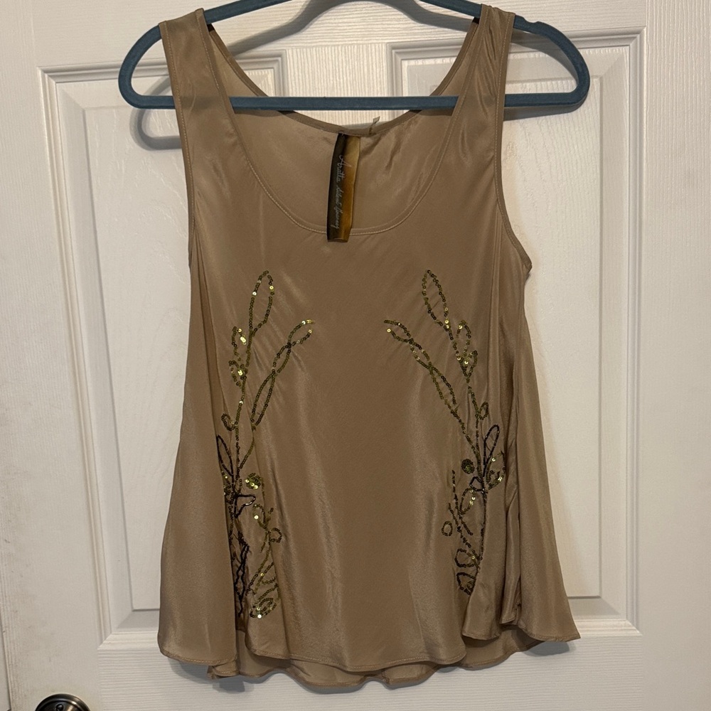 Aratta Tan Camisole with Embroidered Details